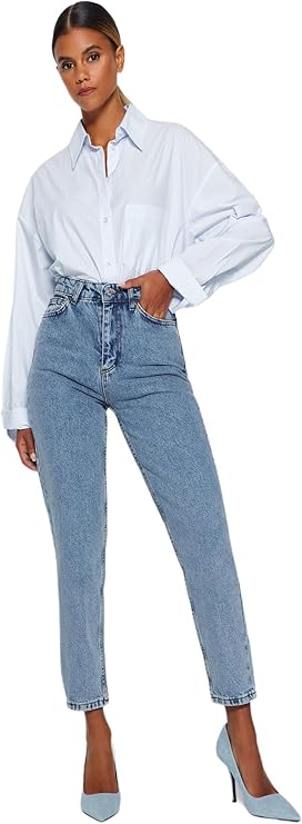 Women's Jeans Straight Mama High Waist Jeans